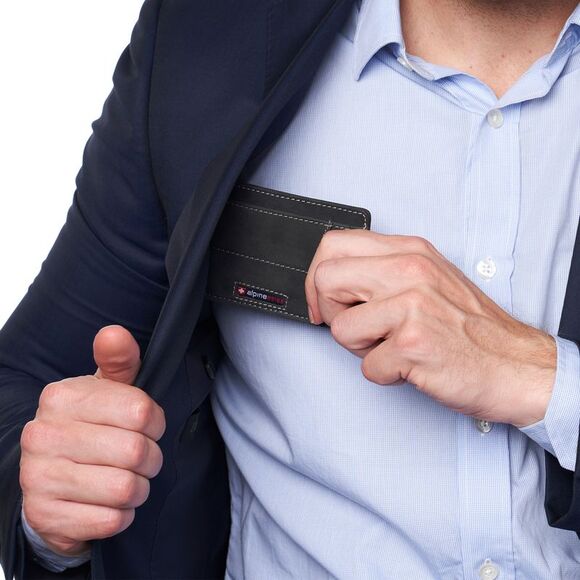 Alpine Swiss Men RFID Safe Minimalist Front Pocket Wallet Small Slim Card Holder - Picture 3 of 6